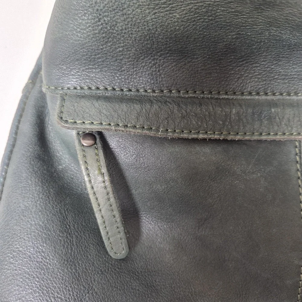 Vilenca Holland‎ Green Leather Hobo Bag Tassle Crossbody Purse